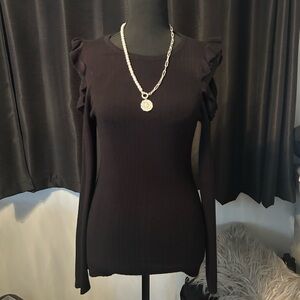 Black long sleeve ruffle sleeve top #gothic #whimsygoth